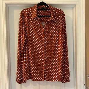 Orange Navy White dot Long tall sally jersey button up shirt